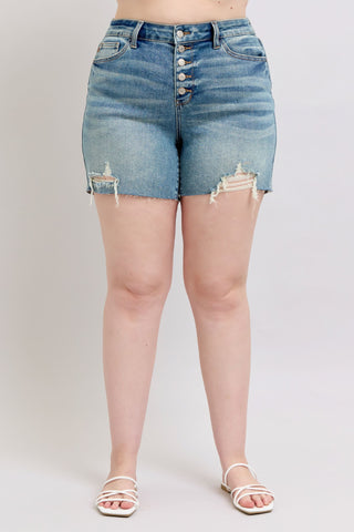 Judy Blue Mid Rise Vintage Button Fly Denim Short 150294
