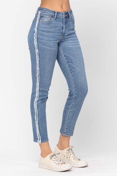 Judy Blue High Waist Side Fray Slim Denim 88461 - Exclusive-Jeans-Sunshine and Wine Boutique