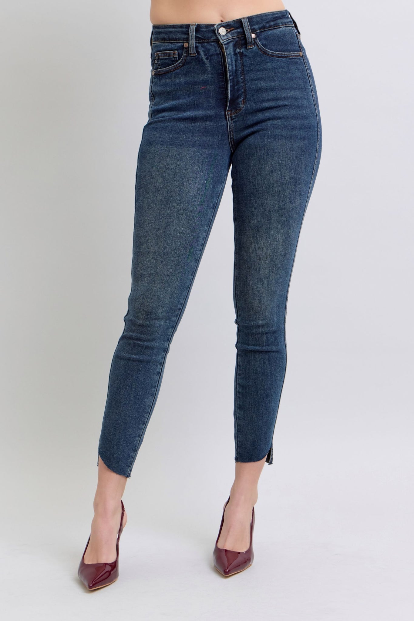 Judy Blue High Rise Control Top Step Hem Skinny Jeans 88913 - Exclusive-Jeans-Sunshine and Wine Boutique