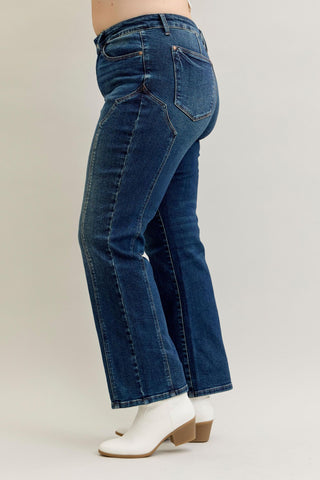 Judy Blue Mid Rise Western Seam Detail Straight Denim Jeans 881039