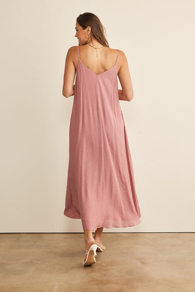 In February Flowy Classic V-neck Maxi Dress, Mauve-Dresses-Sunshine and Wine Boutique