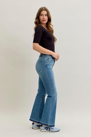 Judy Blue Mid Rise Tummy Control Release Hem Slim Bootcut Denim Jeans 881056