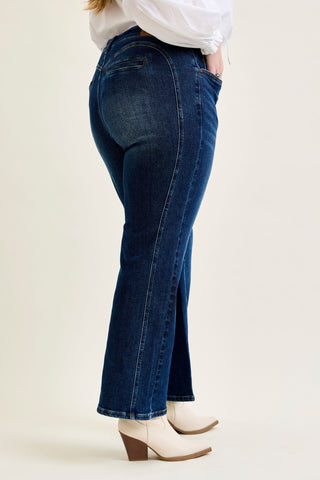 Judy Blue Mid Rise Cowgirl Seaming Alex Bootcut Denim Jeans 881124