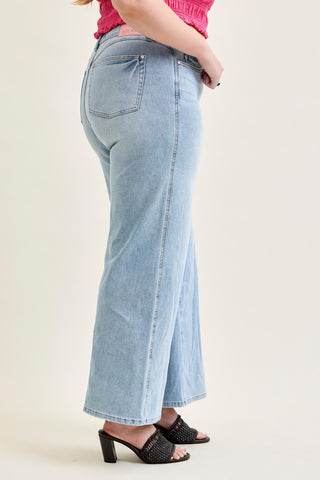 Judy Blue High Waist Tummy Control Retro Wide Leg Denim Jeans 881128