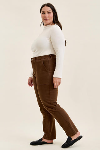 Judy Blue High Waist Aurora Weekender Garment Dyed Mahogany Slim Straight Jogger Denim Jeans 881196