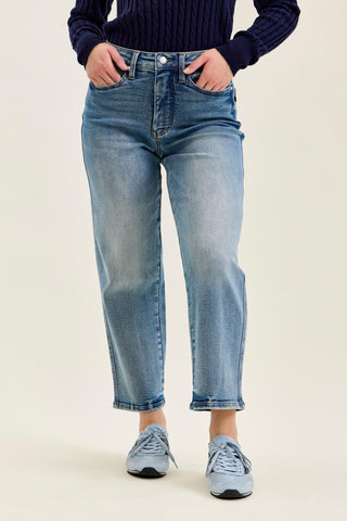 Judy Blue High Waist Tummy Control Peggy Ankle Straight Denim Jeans 881166 - Petite