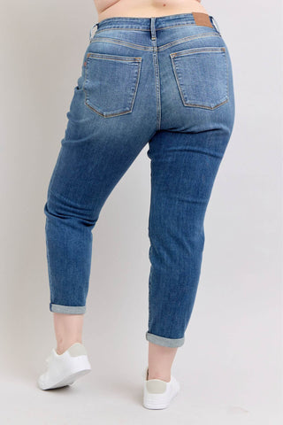 Judy Blue Mid Rise Vintage Wash Boyfriend Denim Jeans 82662