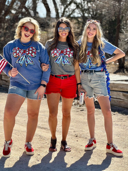 Texas True Threads Callie Ann Stelter Patriotic Bow Tee-Tees-Sunshine and Wine Boutique