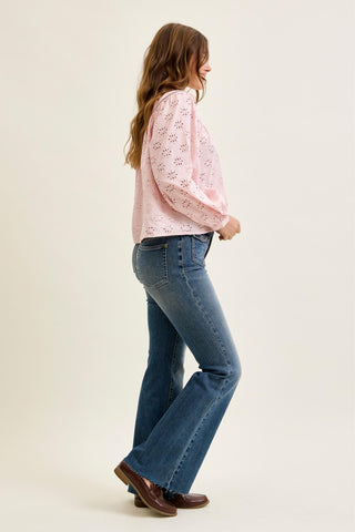 Judy Blue Mid Rise Front Flap Pocket Flare Denim Jeans 881113