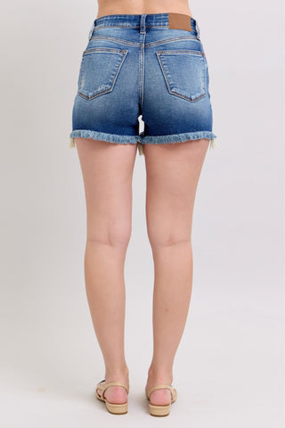 Judy Blue High Waist Double Button Destroyed Dad Denim Short 152103