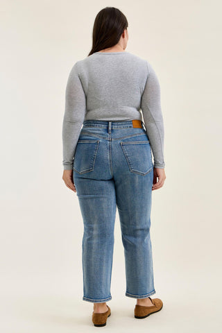 Judy Blue High Waist Tummy Control Peggy Ankle Straight Denim Jeans 881166