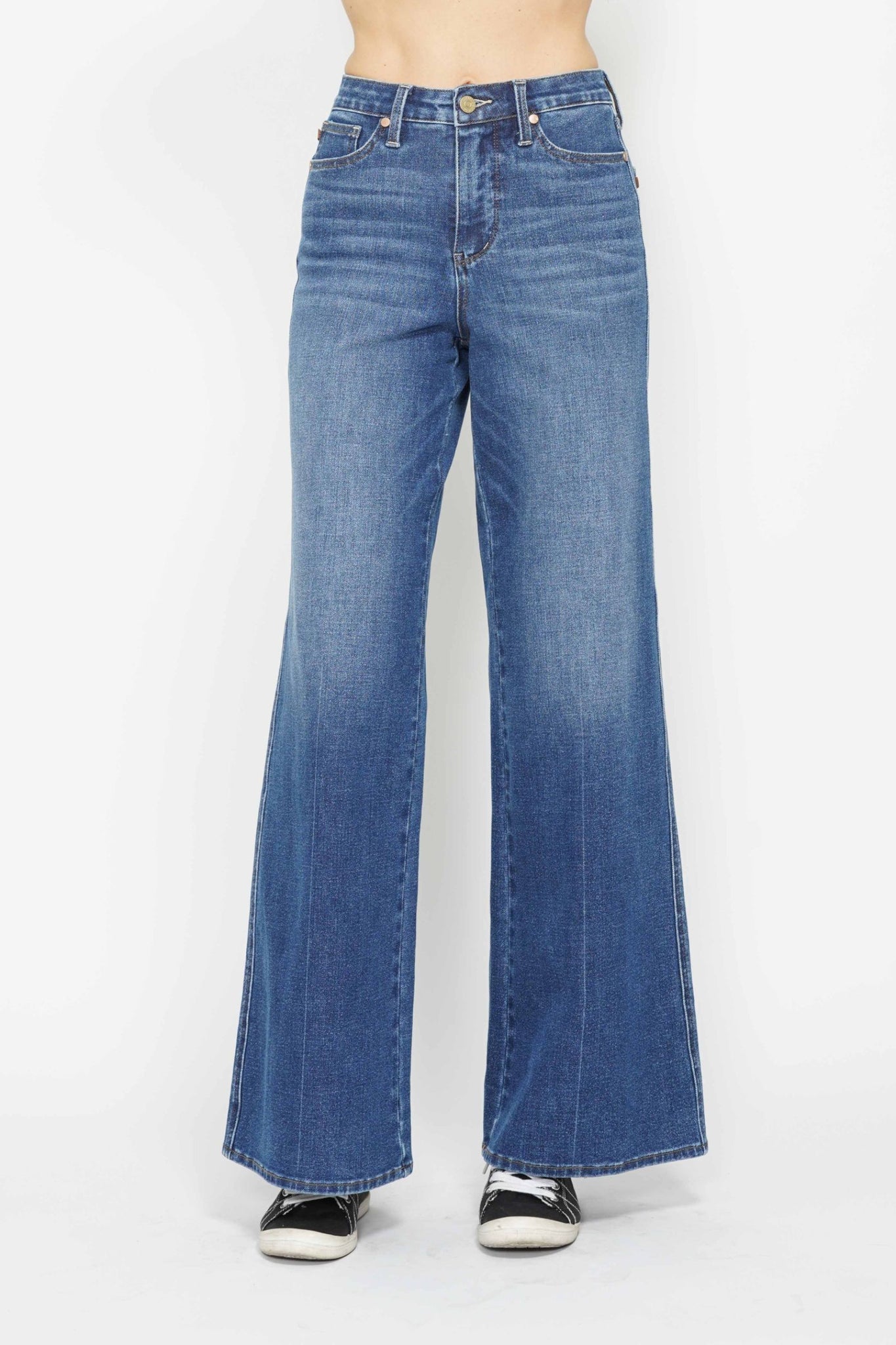 Judy Blue High Waist Tummy Control Retro Wide Leg Denim 88847-Jeans-Sunshine and Wine Boutique