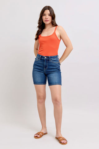 Judy Blue High Waist Bermuda Back Flap Denim Short 15287