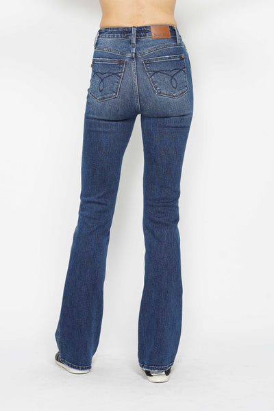 Judy Blue High Waist Tummy Control Back Pocket Embroidery Bootcut Denim Jeans 88786 - 3 Inseam Options: Short, Regular, Long-Jeans-Sunshine and Wine Boutique