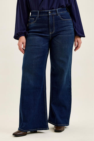 Judy Blue High Waist Lux Dark Twighlight Retro Wide Leg Denim Jeans 82748