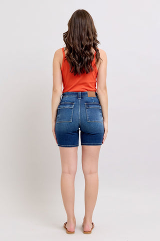 Judy Blue High Waist Bermuda Back Flap Denim Short 15287