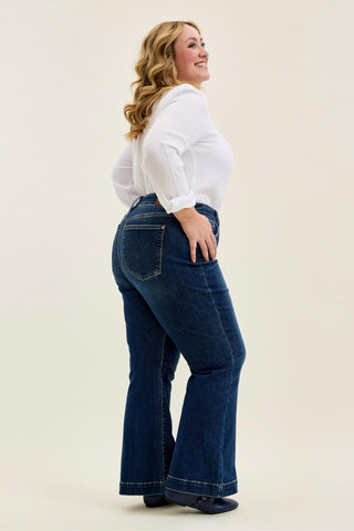 Judy Blue High Waist Trouser Flare Denim Jeans 82637 - Petite