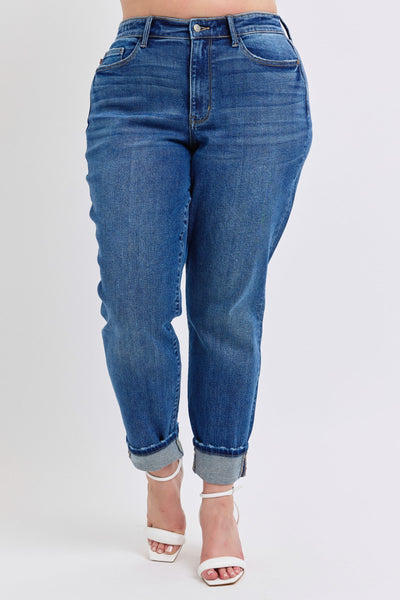 Judy Blue Mid Rise Vintage Wash Boyfriend Denim Jeans 82624-Jeans-Sunshine and Wine Boutique