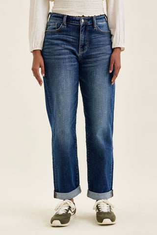 Judy Blue Mid Rise Billie Indigo Boyfriend Denim Jeans 82744