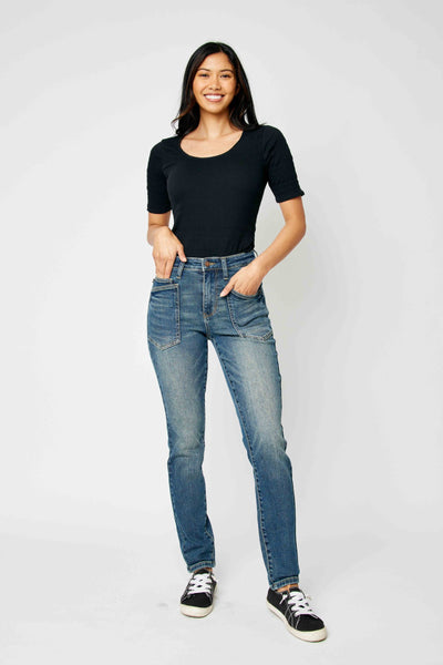 Judy Blue High Waist Classic Relaxed Denim Jeans 88687-Jeans-Sunshine and Wine Boutique