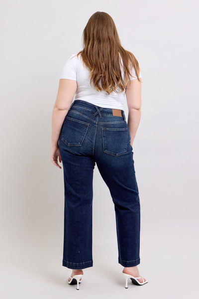 Judy Blue High Waist Double Button Wide Leg Denim Jeans 82642-Jeans-Sunshine and Wine Boutique