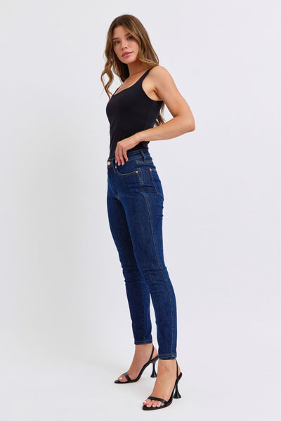 Judy Blue Mid Rise Tummy Control Classic Skinny Denim Jeans 88894-Jeans-Sunshine and Wine Boutique