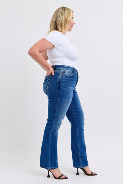 Judy Blue Mid Rise Thermal Bootcut Denim Jeans 82621-Jeans-Sunshine and Wine Boutique