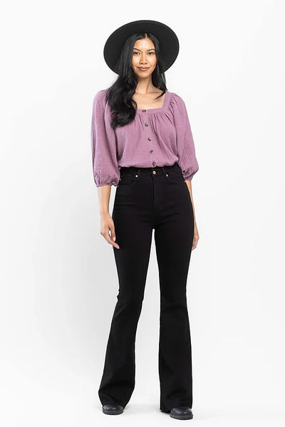 Judy Blue High Rise Tummy Control Black Flare Denim Jeans 88699-Jeans-Sunshine and Wine Boutique