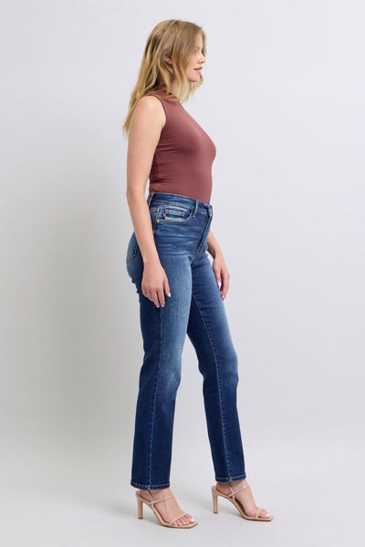 Judy Blue High Rise Vintage Wash Thermal Straight Denim Jeans 82631-Jeans-Sunshine and Wine Boutique