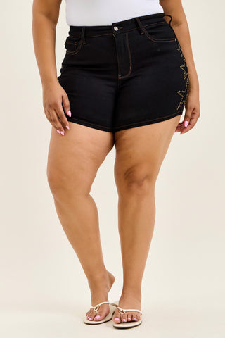 Judy Blue High Waist Star Studded Slim Denim Short 150389