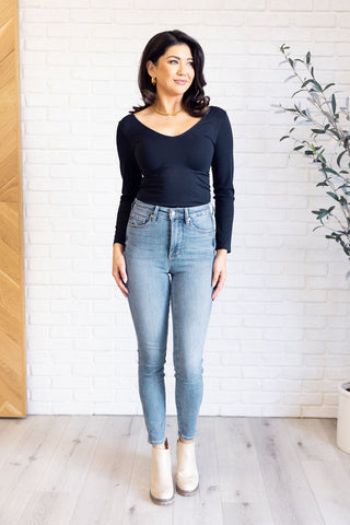 Judy Blue Justine High Rise Control Top Contrast Wash Skinny Jeans - Exclusive