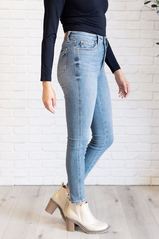 Judy Blue Justine High Rise Control Top Contrast Wash Skinny Jeans - Exclusive