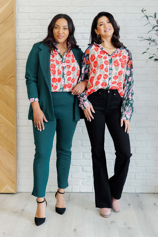 One Eleven North Presupposed Ideas Mixed Print Button Up Blouse