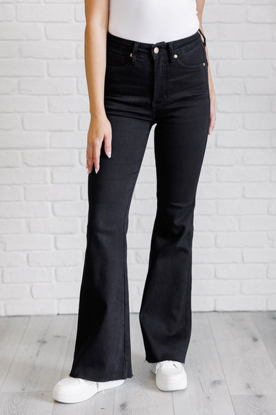 Judy Blue High Rise Tummy Control Black Flare Denim Jeans 88699-Jeans-Sunshine and Wine Boutique