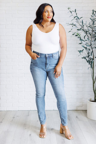 Judy Blue Justine High Rise Control Top Contrast Wash Skinny Jeans - Exclusive