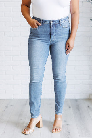 Judy Blue Justine High Rise Control Top Contrast Wash Skinny Jeans - Exclusive