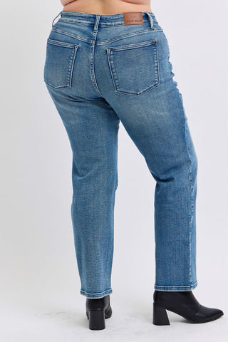 Judy Blue Mid Rise Contrast Wash Destroyed Dad Denim Jeans 88859