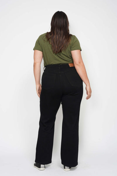 Judy Blue High Waist Tummy Control Black Classic Straight Denim 88866-Jeans-Sunshine and Wine Boutique