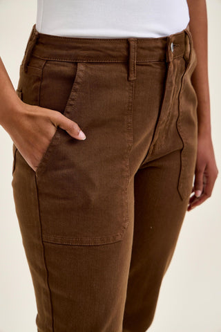 Judy Blue High Waist Aurora Weekender Garment Dyed Mahogany Slim Straight Jogger Denim Jeans 881196