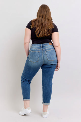 Judy Blue Mid Rise Vintage Wash Boyfriend Denim Jeans 82662