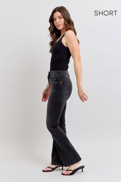 Judy Blue High Waist Tummy Control Black Bootcut Denim Jeans 88787 - 3 Inseam Options: Short, Regular, Long-Jeans-Sunshine and Wine Boutique