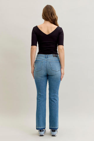 Judy Blue Mid Rise Tummy Control Release Hem Slim Bootcut Denim Jeans 881056