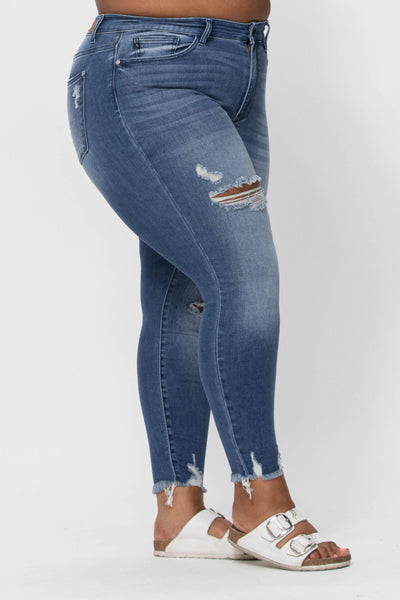 Judy Blue High Waist Destroyed Relaxed Fit Denim Jeans 82306-Jeans-Sunshine and Wine Boutique