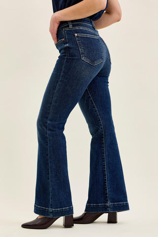 Judy Blue High Waist Trouser Flare Denim Jeans 82637 - Petite