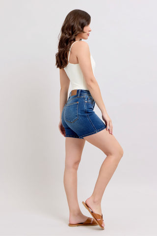 Judy Blue High Waist Double Button Mid Denim Short 15298