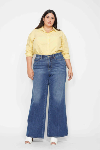 Judy Blue High Waist Tummy Control Retro Wide Leg Denim 88847-Jeans-Sunshine and Wine Boutique