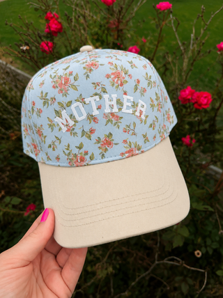 Southern Bliss Mother Floral Light Blue Trucker Hat