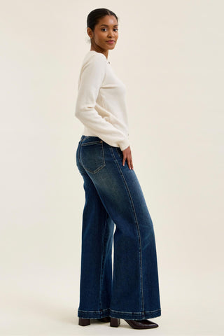 Judy Blue High Waist Fade Indigo Retro Wide Leg Denim Jeans 881159
