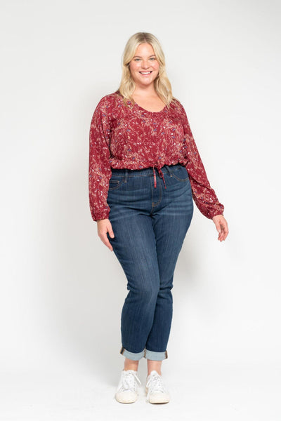 Judy Blue High Waist Pull On Double Cuff Slim Denim 88750-Jeans-Sunshine and Wine Boutique