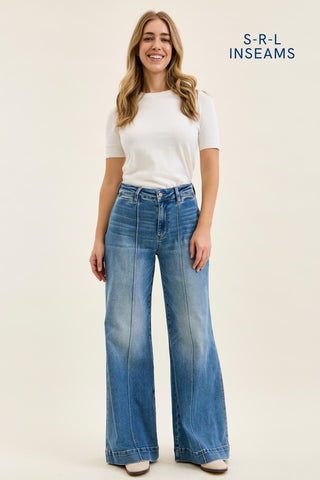 Judy Blue High Waist Liza Palazzo Shield Pocket Denim Jeans 881160 - 3 Inseam Options
